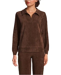 Lands' End Women's Long Sleeve Sport Cord Quarter Zip Pullover