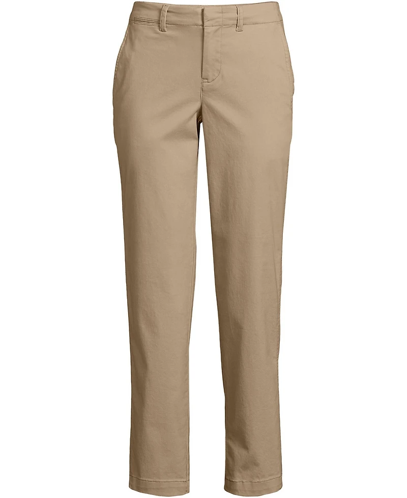 Lands' End Women's Mid Rise Classic Straight Leg Chino Ankle Pants