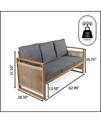 Jonathan Y Arwen Modern Bohemian Roped Acacia Wood Outdoor Loveseat with Cushions