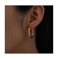 Hollywood Sensation 18K Gold Plated Rectangle Hoop Earrings – Sleek & Stylish