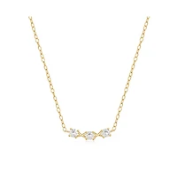 Hollywood Sensation 18K Gold Plated Sterling Silver Necklace with Three Round Cut Cubic Zirconia Stones