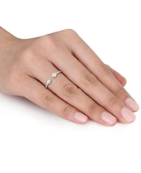 Moissanite Bezel Polished Cuff Ring (3/8 ct. t.w.) Sterling Silver