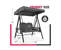 Pamapic Outdoor Metal Patio Swing with Canopy and Cushions