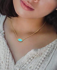 Chalcedony Bead-Framed Marquise 17" Pendant Necklace 14k Yellow Gold Flash Plated Sterling Silver (Also Lab-Created Turquoise)