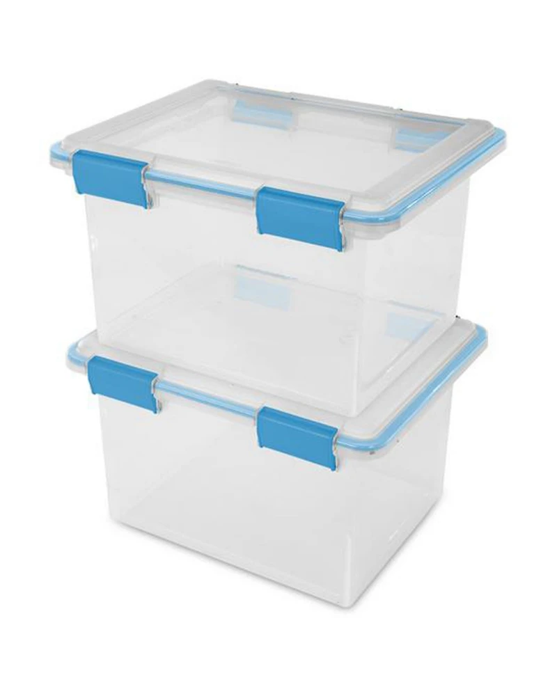 Sterilite Large 32 Qt Home Storage Container Tote with Latching Lids, (4 Pack)
