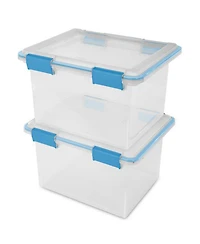 Sterilite Large 32 Qt Home Storage Container Tote with Latching Lids, (4 Pack)