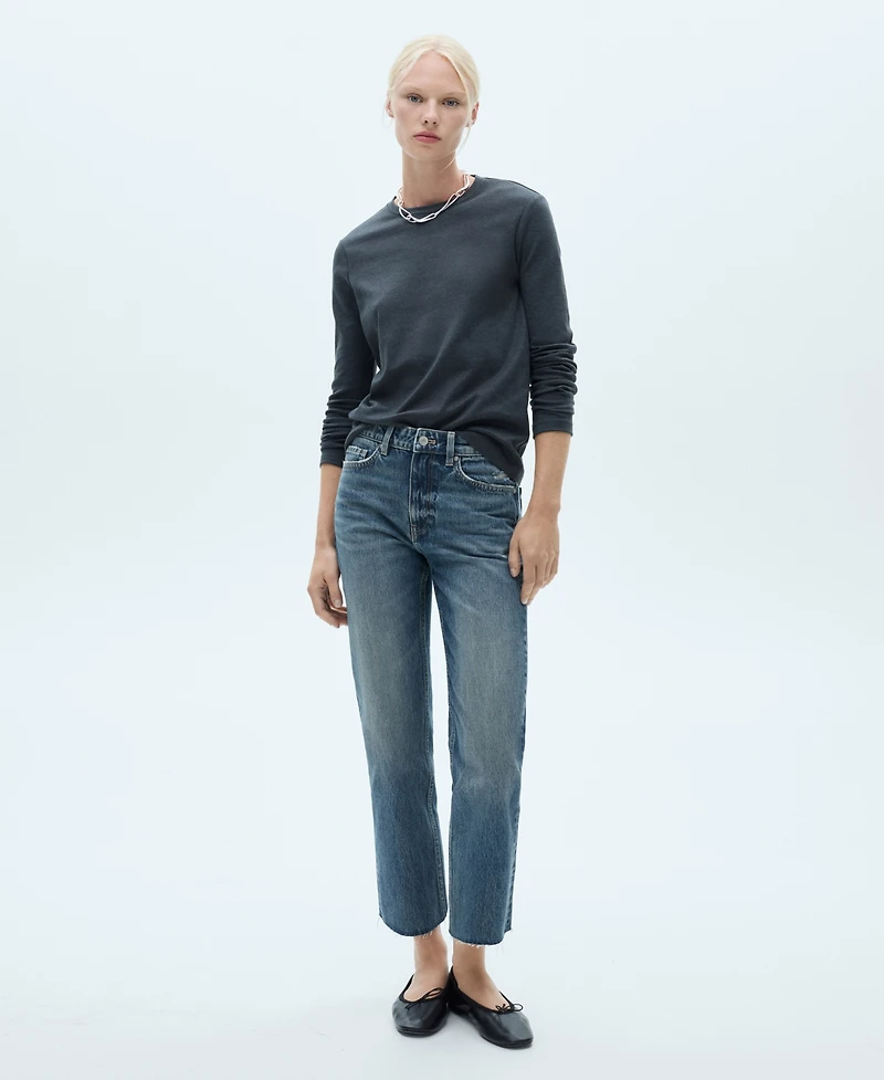 Mango Women's Blanca Straight-Fit Cropped Jeans