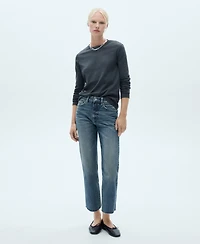 Mango Women's Blanca Straight-Fit Cropped Jeans