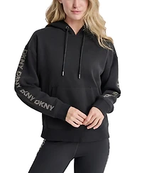 Dkny Sport Women's Rhinestone Logo Fleece Hoodie