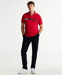 Tommy Hilfiger Men's Short Sleeve Embroidered Chest Stripe Polo Shirt