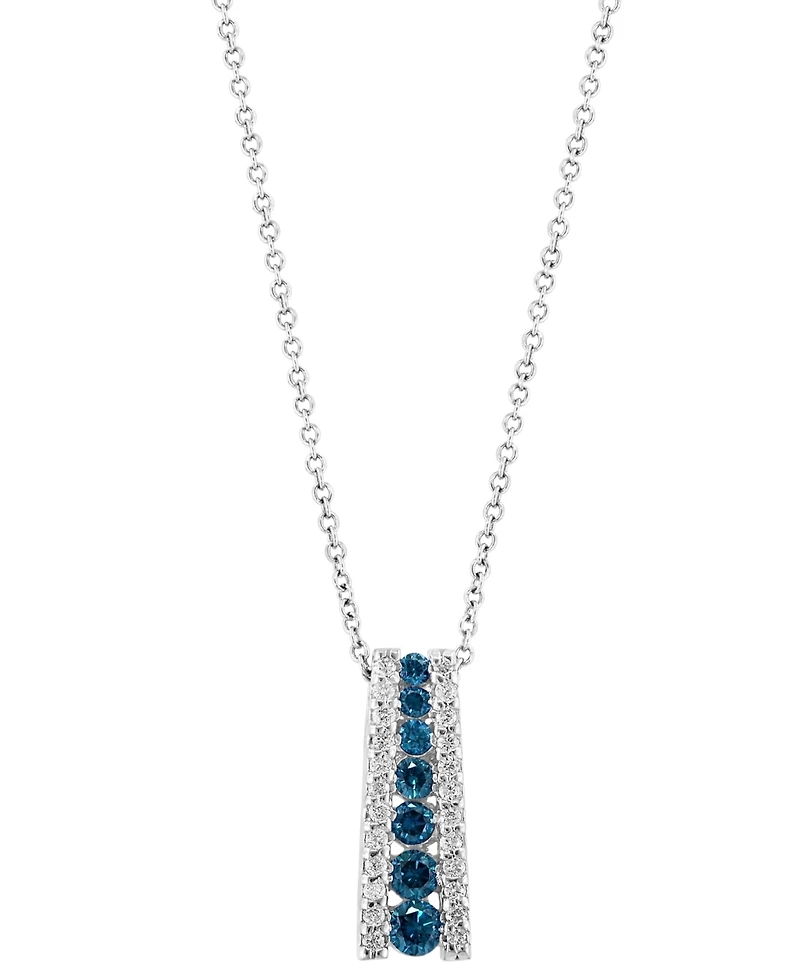 Effy Blue Diamond (3/8 ct. t.w.) & White Diamond (1/6 ct. t.w.) Ladder 18" Pendant Necklace in 14k White Gold