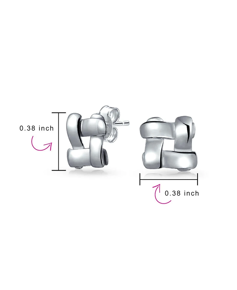 Bling Jewelry Modern Simple Geometric Square Open Basket Weave Stud Earrings Plain Sterling Silver