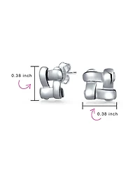 Bling Jewelry Modern Simple Geometric Square Open Basket Weave Stud Earrings Plain Sterling Silver