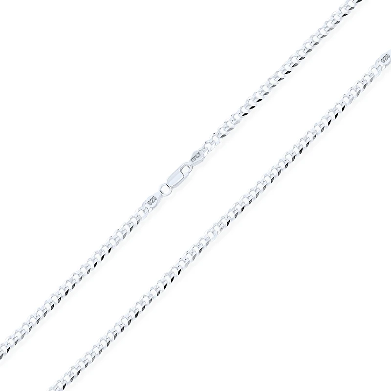 Bling Jewelry Solid 4MM Sterling Silver Miami Cuban Curb Chain Necklace