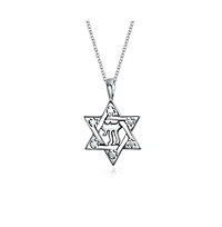 Bling Jewelry Hanukkah Chai Symbol Star of David Pendant Necklace Sterling Silver Jewelry