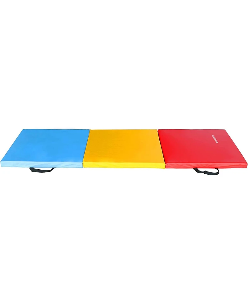 BalanceFrom Fitness GoGym 6x2ft Folding 3 Panel Exercise Mat w/Handles, Multi