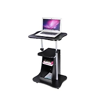 Yescom Lectern Podium Stand Portable Rolling Laptop Cart on Wheels Storage Mobile Height Adjustable Classroom Home Office Black