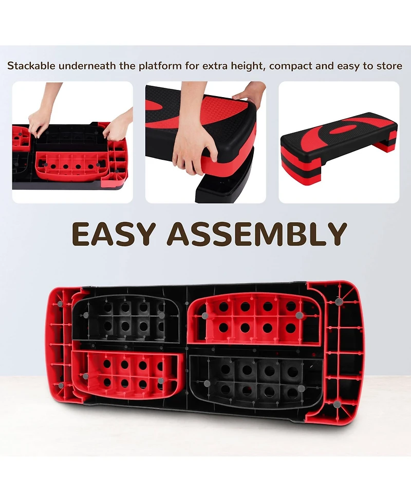 BalanceFrom Fitness Adjustable Workout Aerobic Step Platform Trainer w/Raisers