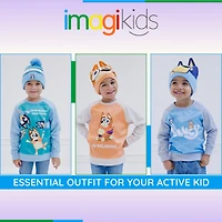 Bluey Little Boys Fleece Sweatshirt and Cotton Gauze Hat