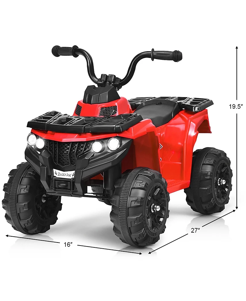 6V Battery Powered Kids Ride On Atv 4-Wheeler Quad w/ MP3 & Led Headlight
