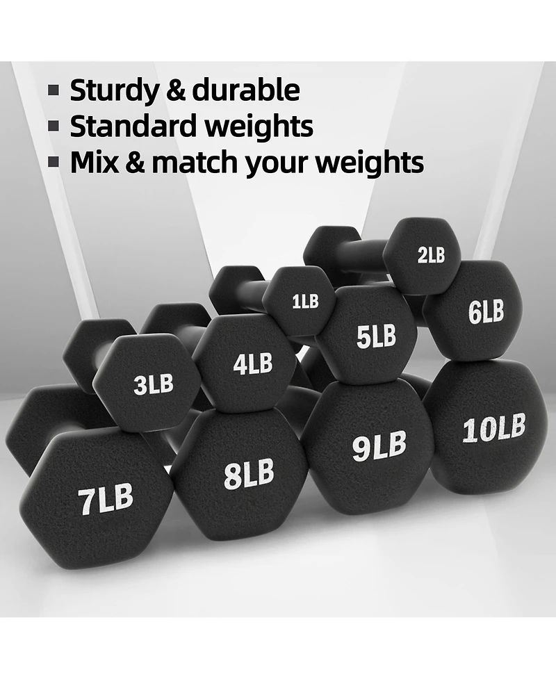 BalanceFrom Fitness Pound Neoprene Coated Dumbbell Set with Stand