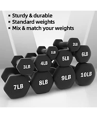 BalanceFrom Fitness Pound Neoprene Coated Dumbbell Set with Stand