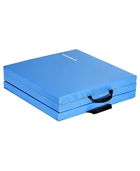 BalanceFrom Fitness GoGym 6x2ft Folding 3 Panel Exercise Mat with Handles, Blue