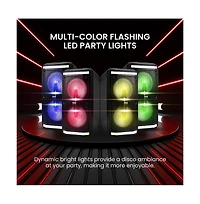 Pyle Portable Pa Speaker & Microphone System With Led Party Lights, Bluetooth, & Fm Radio, 600 Watt