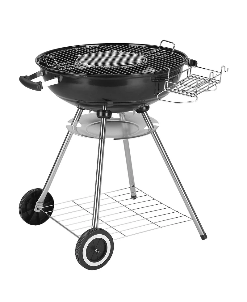 Slickblue Portable Charcoal Grill with Wheels and Storage Holder