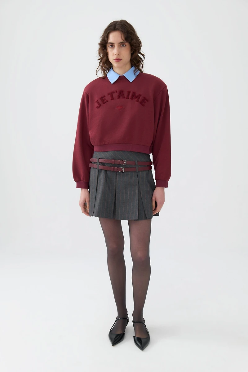 Nocturne Women's Double Belted Pleated Mini Skirt
