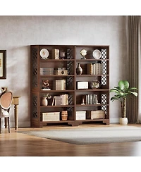 Tribesigns 6-Tier Bookcase, 70.8" Vintage Tall Bookcase, Floor Standing 5-Shelf Display Rack Storage Shelves Mid-Century Bookcase for Home Office, Liv