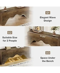 Tribesigns Long Bench, 47.24-Inch Entryway Bench with Elegant Wave Design, Dining Room Bench for Kitchen, Industrial Wood Bench End of Bed Bench, Shoe