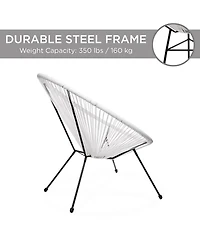 Best Choice Products 3-Piece All-Weather Patio Acapulco Bistro Furniture Set w/ Rope, Glass Top Table