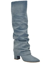 Guess Womens Geima Tall Slouchy Foldover Block Heel Boots Regular Wide Calf