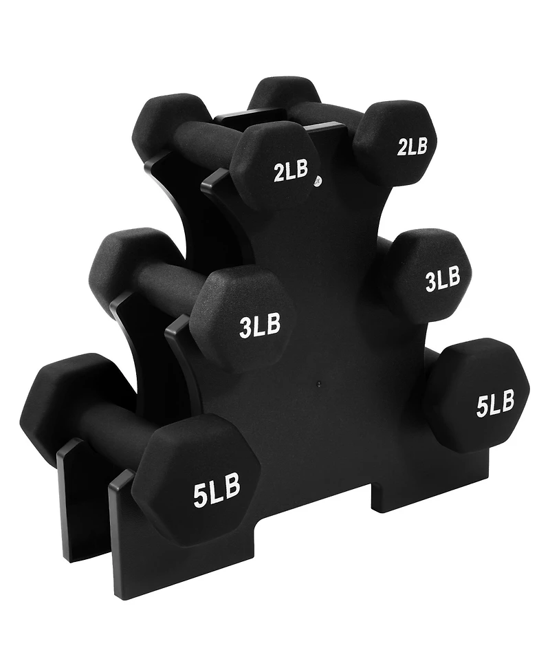 BalanceFrom Fitness Pound Neoprene Coated Dumbbell Set with Stand