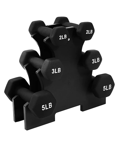 BalanceFrom Fitness Pound Neoprene Coated Dumbbell Set with Stand