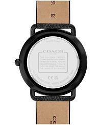Coach Men's Elliot Signature Charcoal Leather Strap Watch 41mm