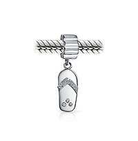 Bling Jewelry Tropical Vacation Flip Flop Sandal Charm Bead .925 Sterling Silver