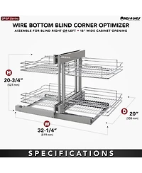 Rev-a-Shelf 18'' Pullout Blind Corner Kitchen Cabinet Organizer, 5PSP-18-cr