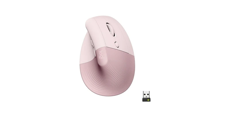 Logitech Lift Vertical Wireless Ergonomic Mouse with Customizable Buttons - Rose