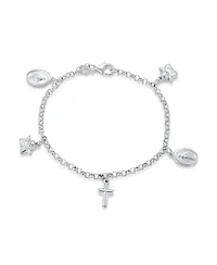 Bling Jewelry Multi Charm Virgin Mary Medallion Religious Dangle Anklet Ankle Bracelet Sterling Silver Long 10 Inch 1