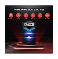 Pyle 10” Bluetooth Portable Pa Speaker With Rechargeable Battery, Party Lights & Microphone, 600 Watt