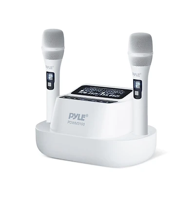 Pyle Uhf Wireless Microphone System, 2 Usb Rechargeable Handheld Mics, Fixed Frequency