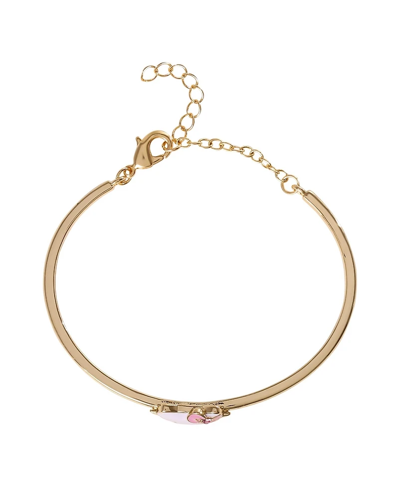 Hello Kitty Sanrio Gold-Tone Enamel Bangle Bracelet with Pink Bow Charm