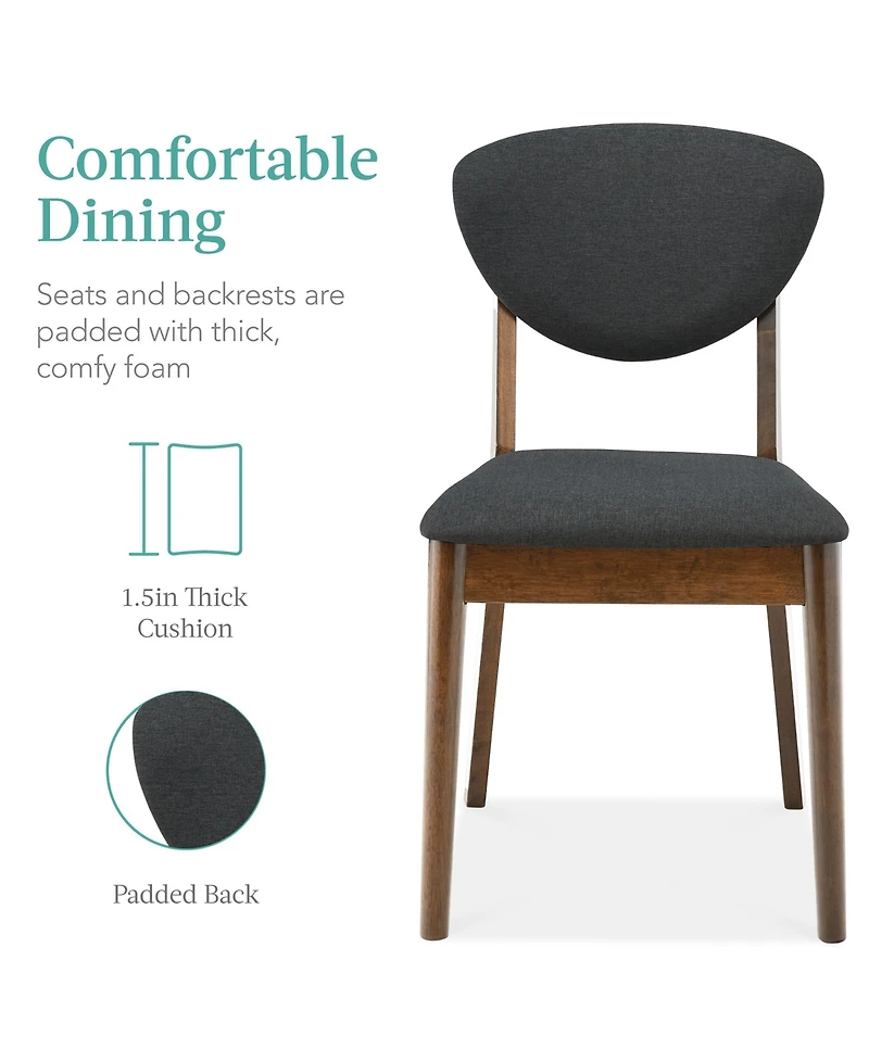 Best Choice Products 5-Piece Compact Wooden Mid-Century Modern Dining Set w/ 4 Chairs, Padded Seat & Back