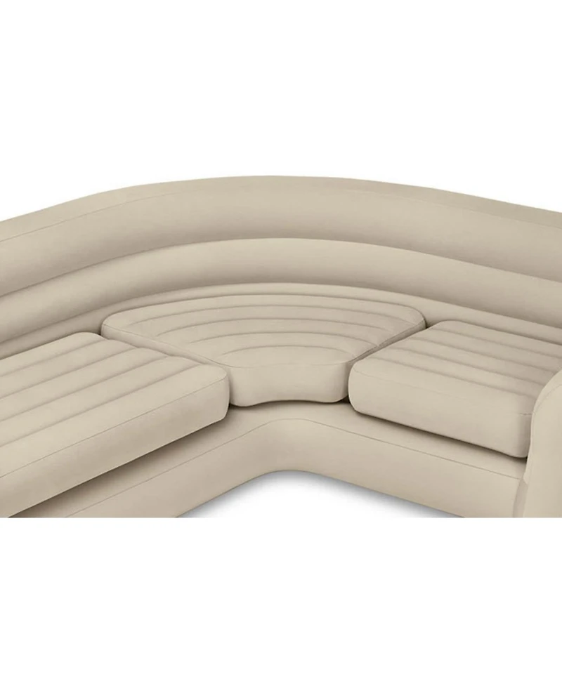 Intex Inflatable Corner Living Room Neutral Sectional Sofa & Lounge Chair Set