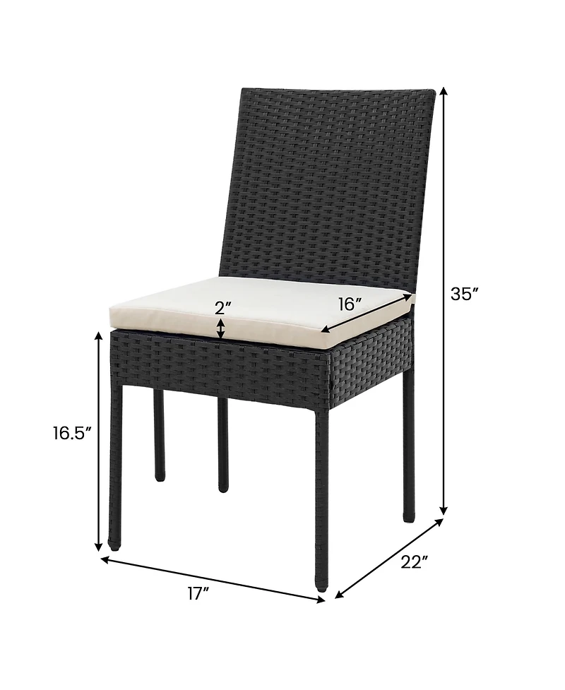 Gymax Pe Wicker Patio Chairs Set of Outdoor Dining Chairs w/ Cushions Off White
