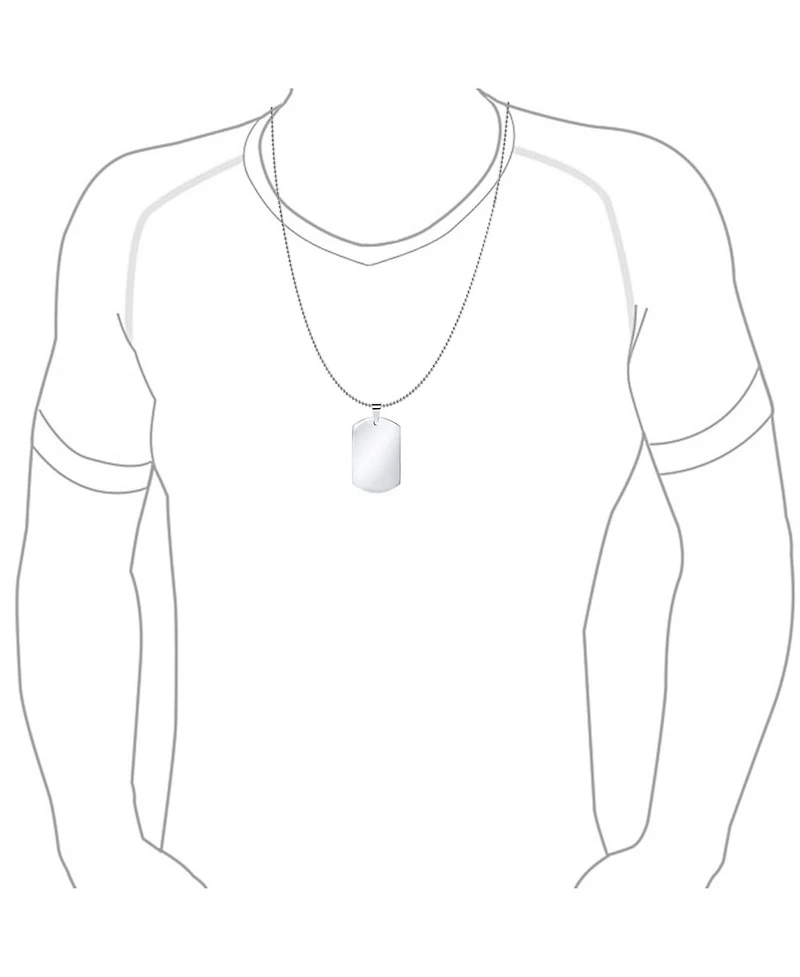 Bling Jewelry X-Large Plain Id Military Army Dog Tag Pendant Necklace Stainless Steel 24 Inch Ball Chain