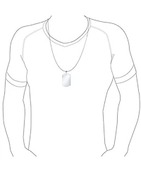 Bling Jewelry X-Large Plain Id Military Army Dog Tag Pendant Necklace Stainless Steel 24 Inch Ball Chain