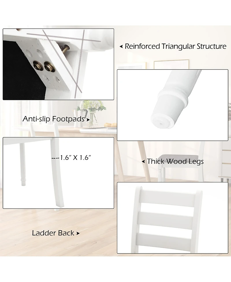 Gymax Wooden Dining Chair Set of 4 w/ Acacia Wood Legs Padded Cushion Ladder Back